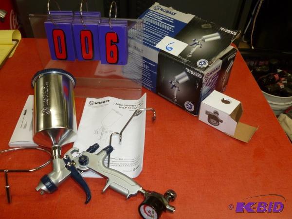 lot 6 image: Kobalt hvlp large cup spray gun. New in the b...