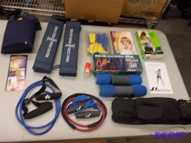 lot 28 image: Box Lot Of Work Out Equipment Related...