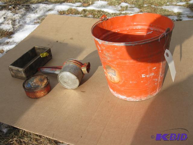 Vintage orange bucket and contents...
