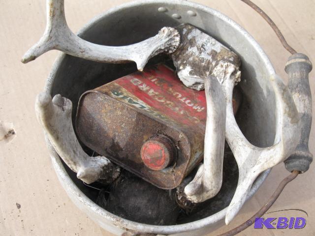 Antique aluminum pot with contents...