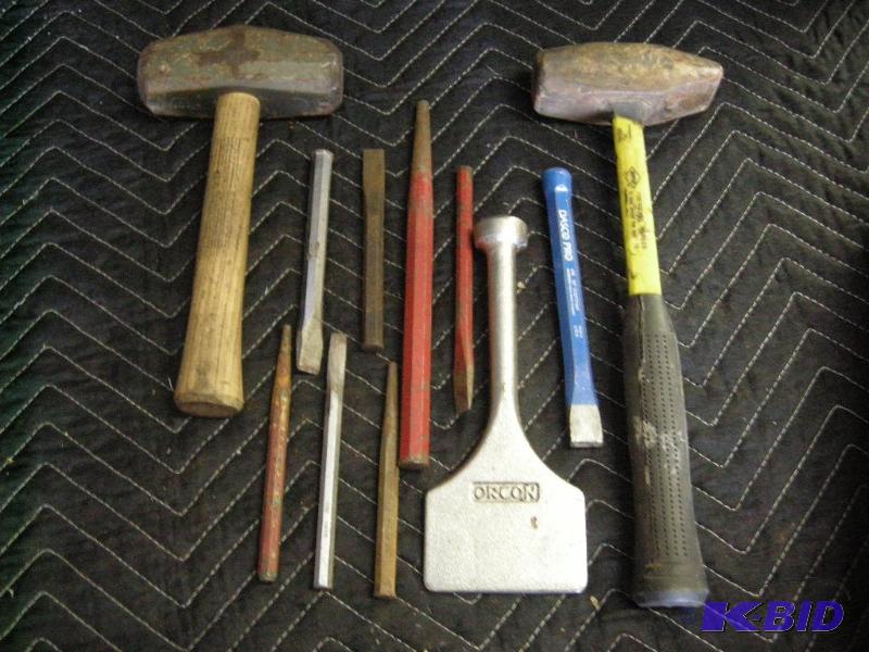 lot 106 image: Group punches & chisels & hammers