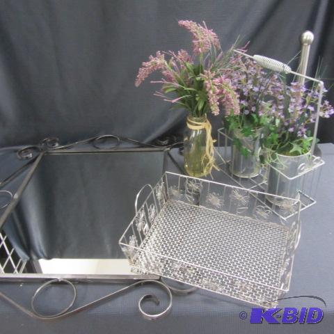 Mirror, Wire Basket & Tray
