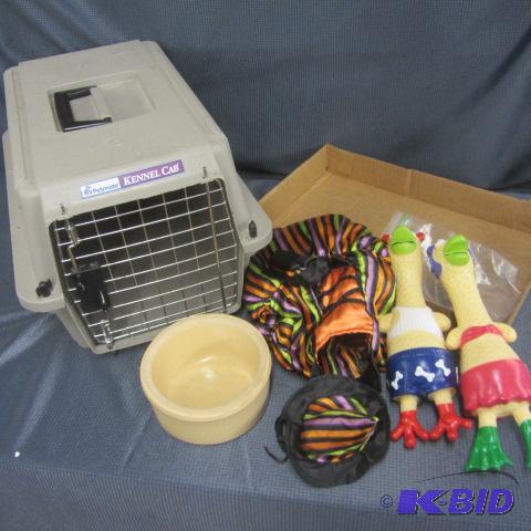 Kennel, Pet Bowl & Toys