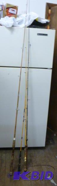 lot 104 image: For Fishing Rods Three handles are a little e...