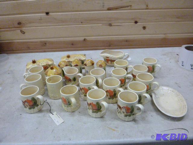 lot 140 image: Farm Theme Coffee Cups With miscellaneous ite...
