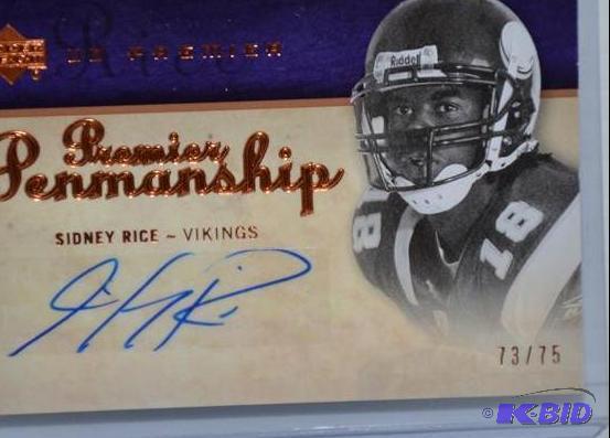 UD Premier Autograph Sidney Rice - Vikings 73...