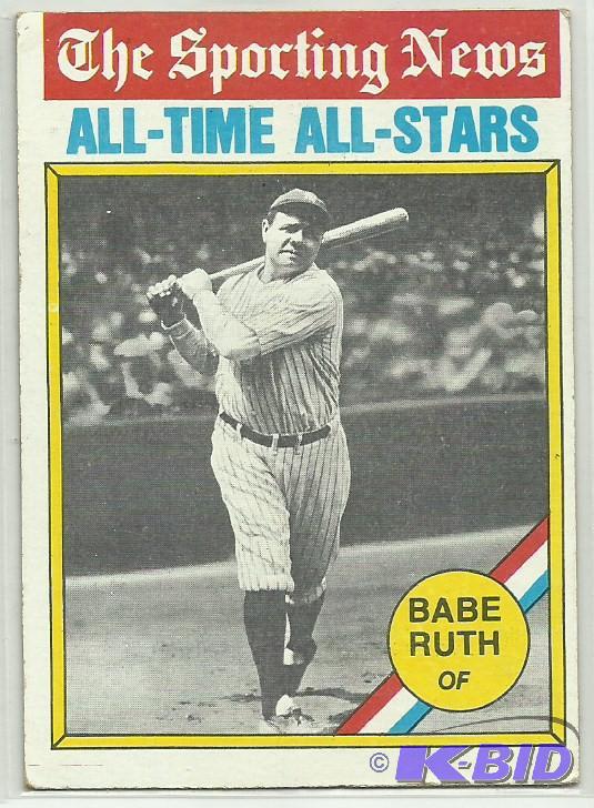 1976 Topps Babe Ruth All-Time All Stars Card #345