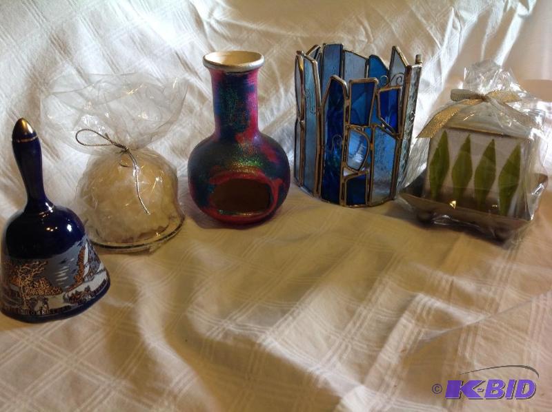 lot 16 image: Candles, Candle Holders & Currier & Ives Bell