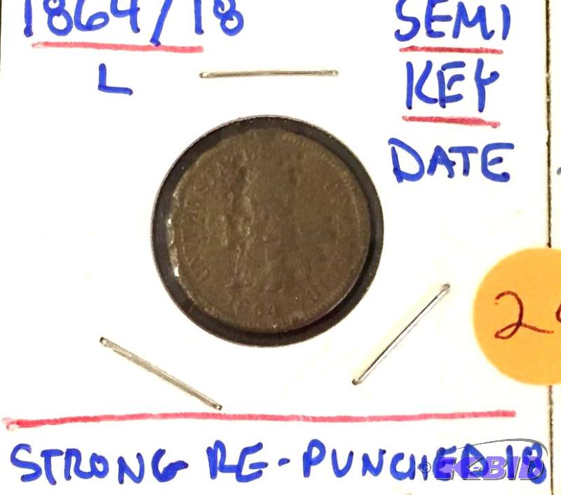 2 Mint Error Indian Head cents 1864-1900