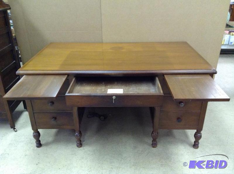 Vintage Lincoln Desks Wood Executive 7 Drawer Desk Chair Ruth Martinson Antique Estate Auction 2 K Bid