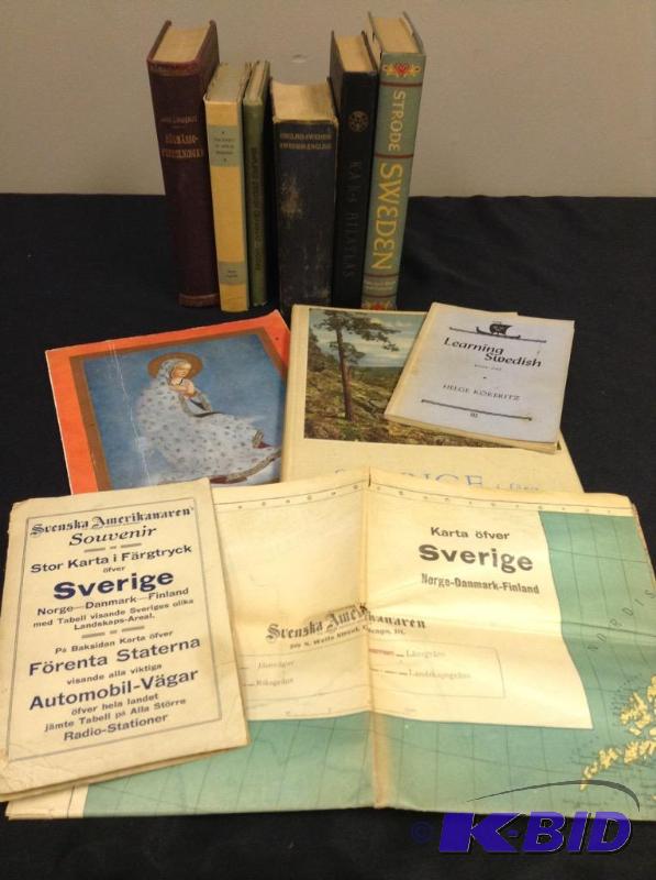 lot 12 image: Lot of vintage all things Swedish including books and maps