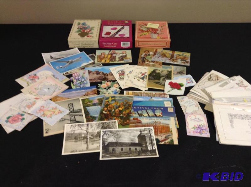lot 124 image: Vintage blank cards, postcards and note cards and wedding cards