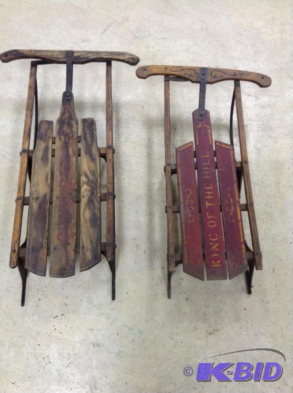 lot 127 image: 2 Vintage Wood Sleds