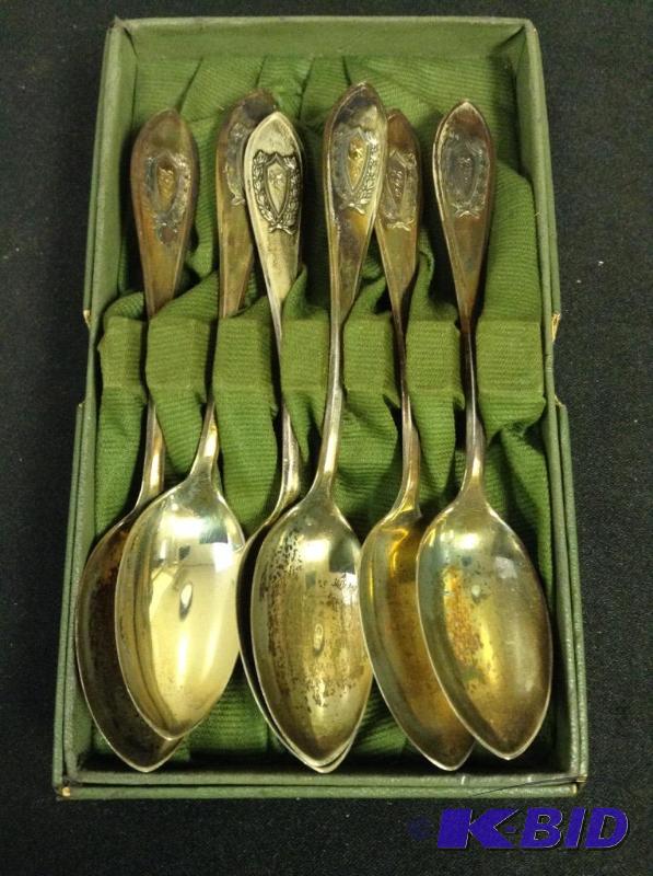 lot 48 image: Six vintage sterling spoons with monogram