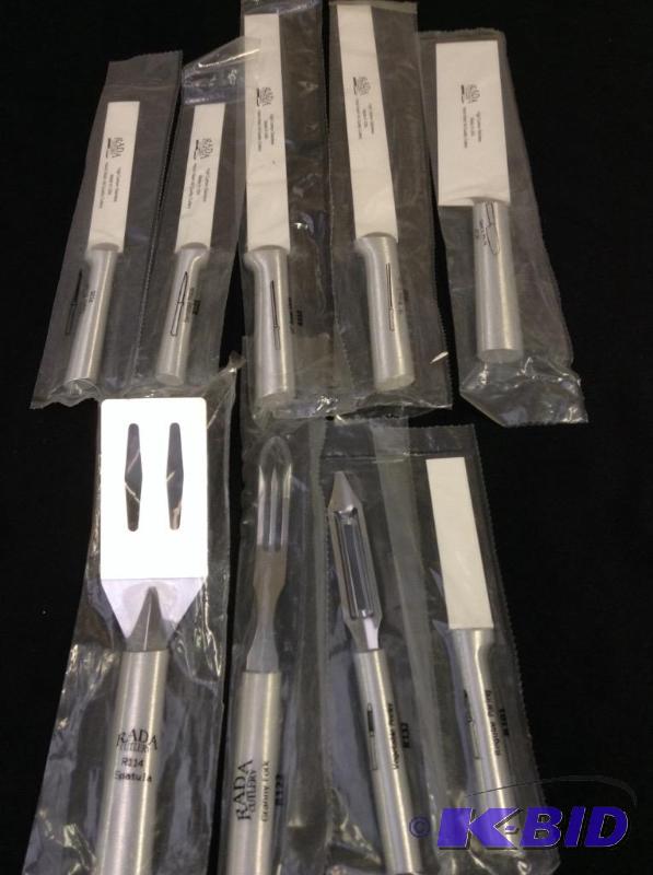 lot 63 image: Rada Cutlery knives (5),spatula, granny fork and peeler. New in packaging