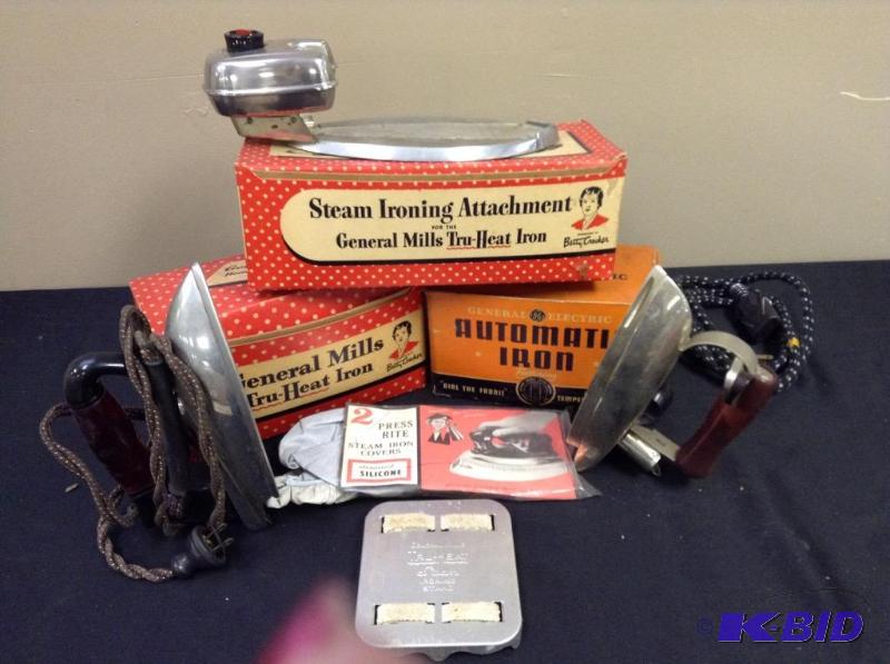 lot 70 image: Lot of vintage irons and attachmentsaccessories