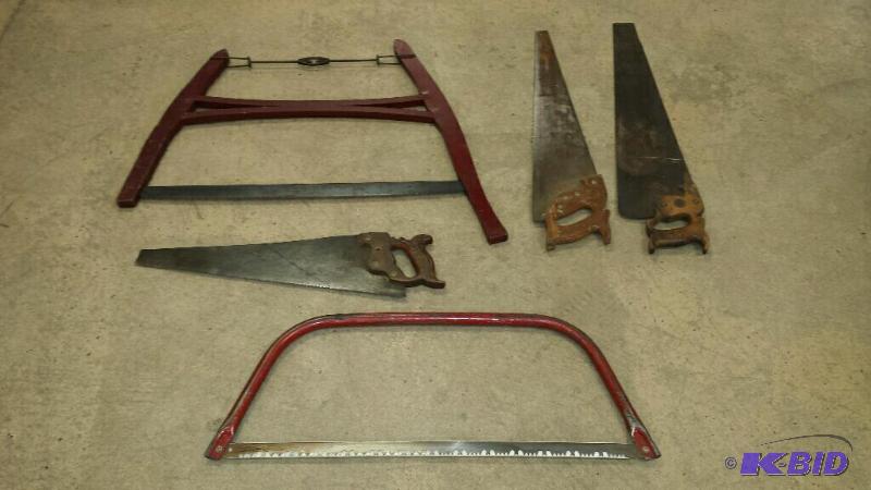 lot 84 image: 5 Vintage Hand Saws