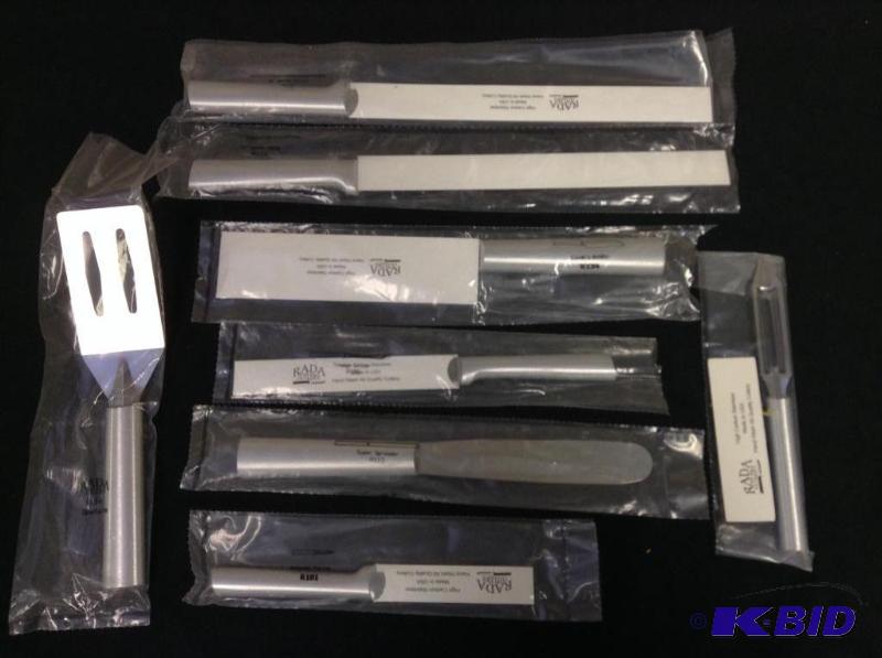 lot 87 image: 8 Pieces RADA Cutlery - Knives, Spatula & Peeler