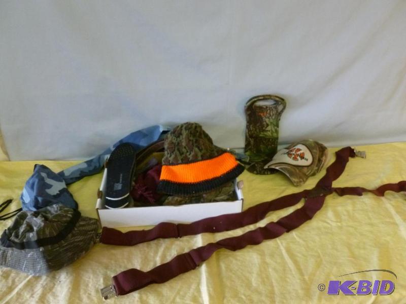 lot 72 image: Large lot of hunting items that includes hats...