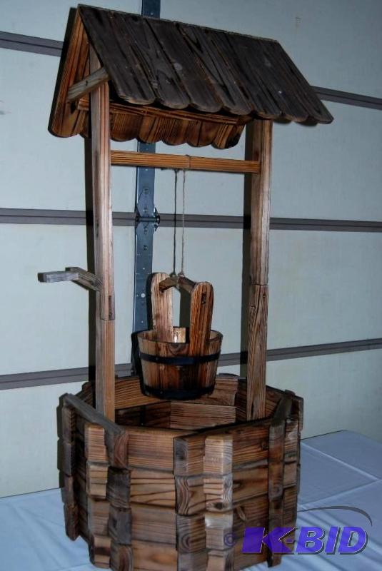 Wishing Well Planter, burn finish, all wood c...