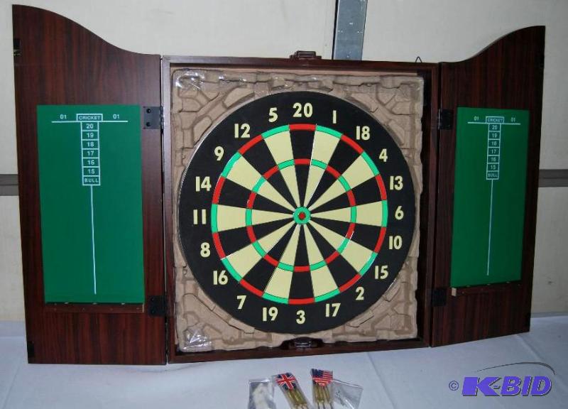 Trademark TG Dartboard Cabinet Set, walnut fi...