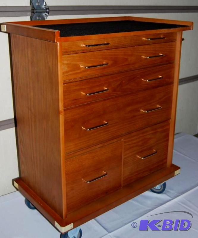 Rolling Storage Cabinet, ash veneers, oak fin...