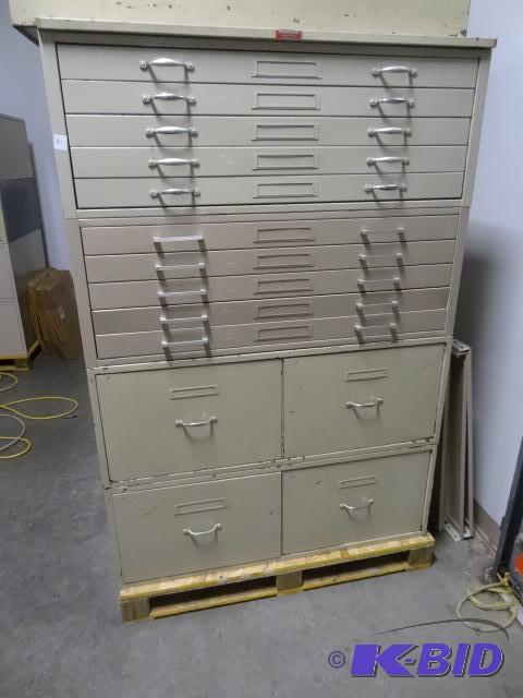 lot 103 image: 2 Section flat File with 2 Section File Drawe...