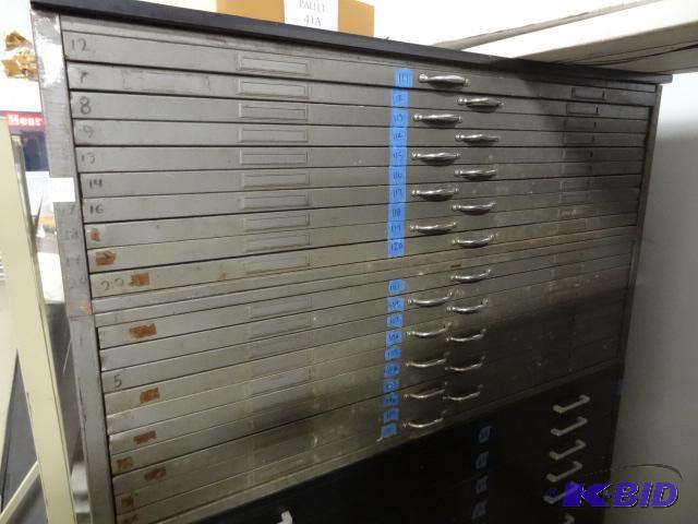 lot 104 image: 2 Section flat File, 10 Drawers Per Section, ...