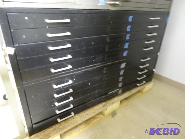 lot 105 image: 2 Section flat File, 5 Drawers Per Section. N...