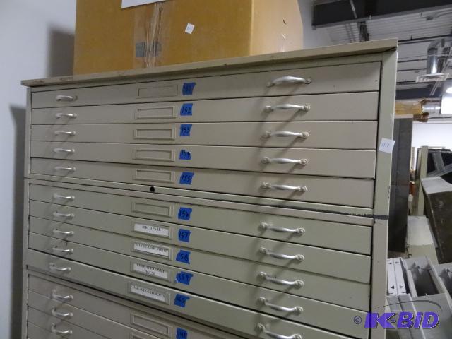 lot 117 image: 2 Sections of flat FIles 5 Drawers Each. Top ...