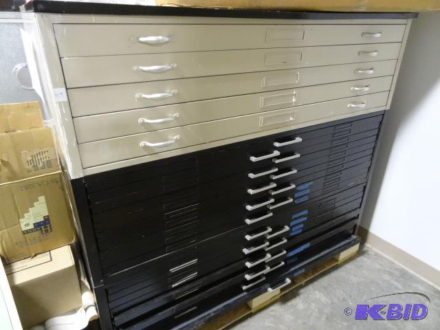 lot 119 image: 3 Sections of flat FIles. 1 Has 5 Drawers and...