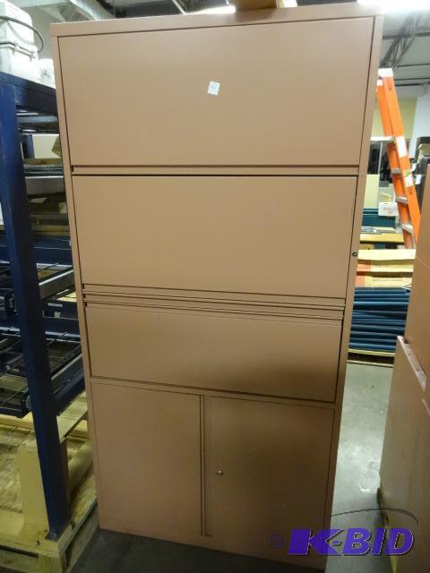 lot 140 image: Metal Office Cabinet 2 Doors on Bottom 2 Slid...