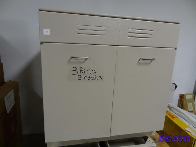 lot 184 image: 2 Door Metal Cabinet No Tops 33 X 24 X 35...