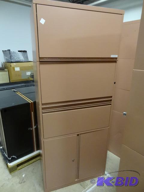 lot 21 image: Metal Office Cabinet 2 Doors on Bottom. 2 Lif...