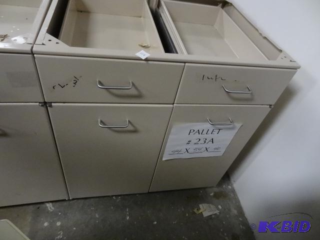 lot 228 image: Metal Cabinet 2 Drawers and 2 Doors 33 X 25 X...