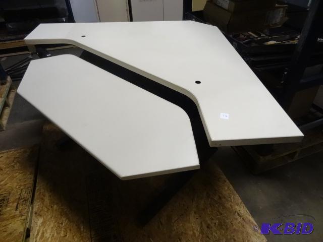 lot 236 image: Corner Office Desk. MEtal Frame, Laminate Top...
