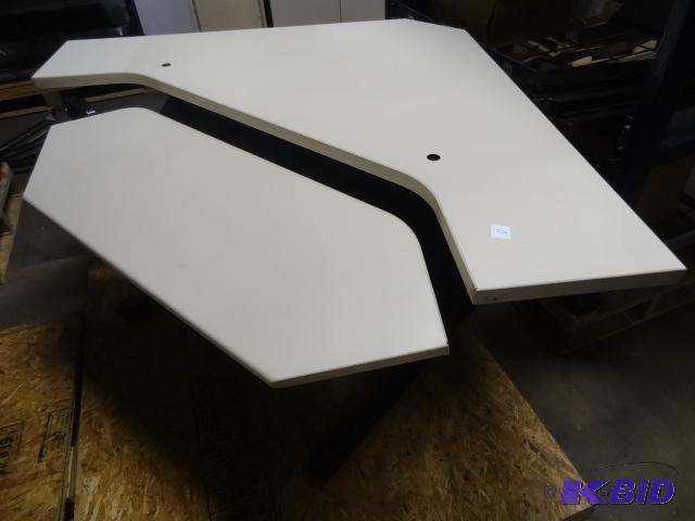 lot 237 image: Corner Office Desk. MEtal Frame, Laminate Top...