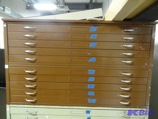 lot 25 image: 2 Sections of flat File and 5 Drawers Each. I...