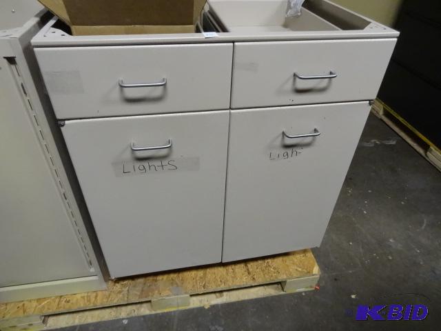 lot 252 image: Metal Cabinet 2 Drawers and 2 Doors 33 X 25 X...