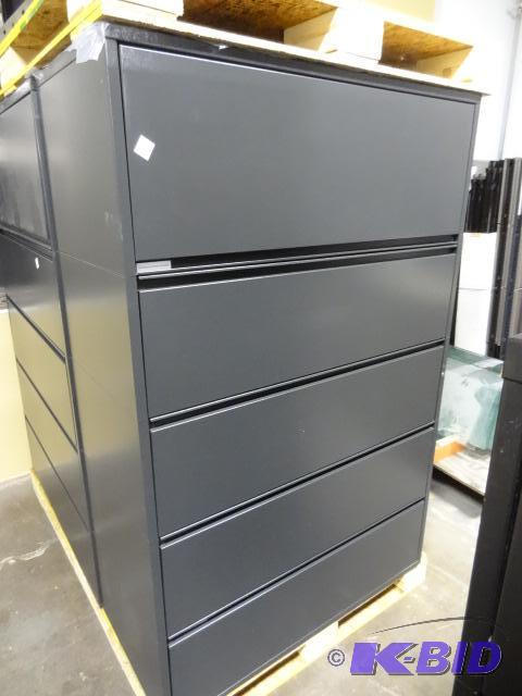 lot 255 image: 42" Metal 5 Drawer Lateral File. Top Doo...