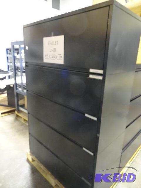lot 256 image: 42" Metal 5 Drawer Lateral File. Top Doo...