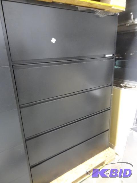 lot 257 image: 42" Metal 5 Drawer Lateral File. Top Doo...