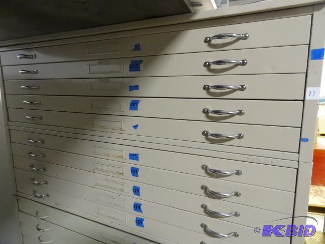lot 27 image: 2 Sections of flat File. 5 Drawers Each. Has ...