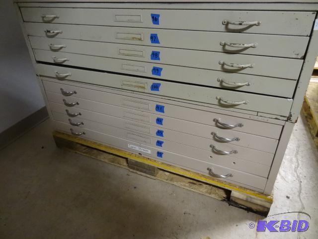 lot 28 image: 2 Sections of flat File. 5 Drawers Each. No T...