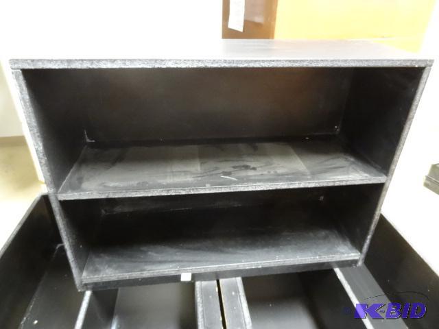 lot 30 image: Particle Board Book SHelf. Painted Black. Sol...