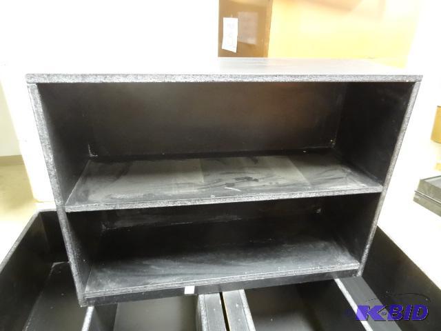 lot 32 image: Particle Board Book SHelf. Painted Black. Sol...