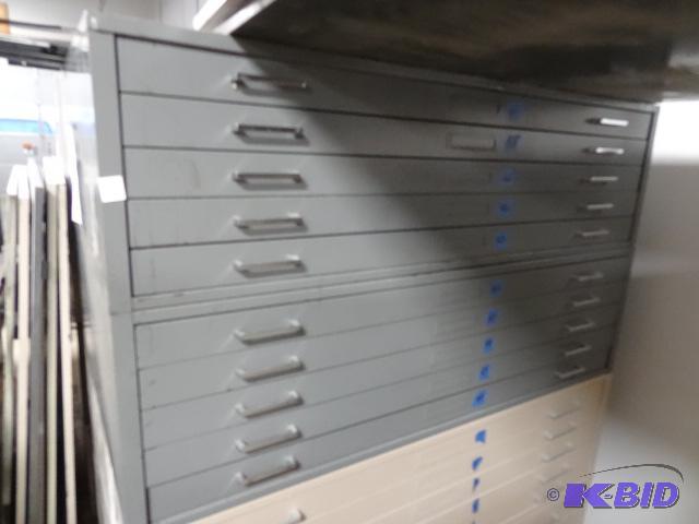 lot 51 image: 2 Sections of flat File.5 Drawers Each. Top b...