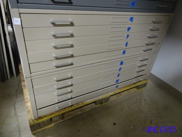 lot 52 image: 2 Sections of flat FIle. 5 Drawers Each. No T...