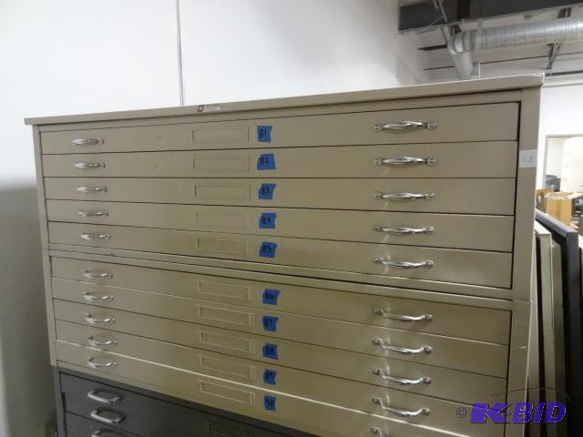 lot 53 image: 2 Sections of flat FIle. 5 Drawers Each. Top ...