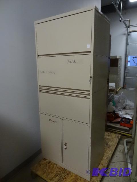 lot 57 image: Metal Office Cabinet 2 Doors on Bottom 2 Lift...